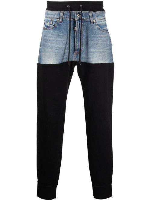 Patch-work track trousers - Blue