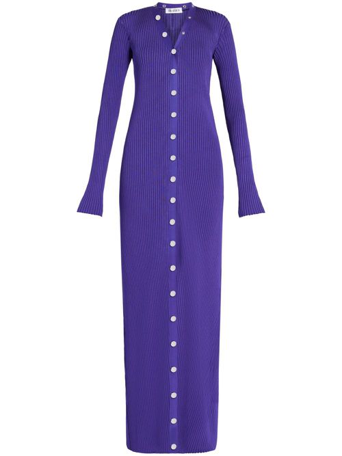 Ribbed-knit cardigan dress - Purple