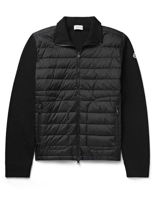 Slim-Fit Panelled Wool-Blend and Quilted Shell Down Zip-Up Cardigan