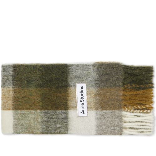 Women's Vally Checked Scarf in Taupe/Green/Black