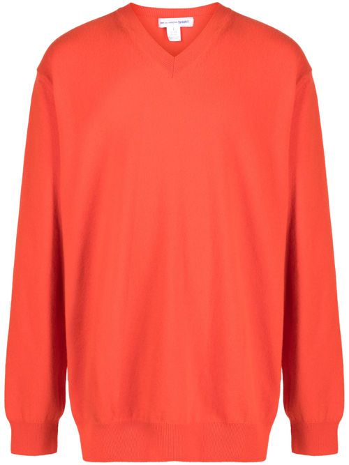 V-neck wool jumper - Orange