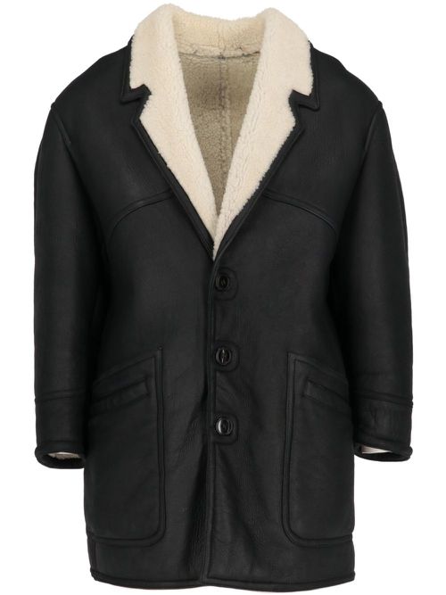 1990s shearling-lining coat - Black