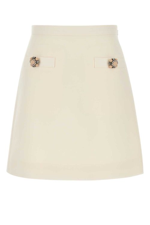 White Wool Blend Mini Skirt