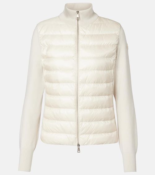 Down-paneled virgin wool cardigan