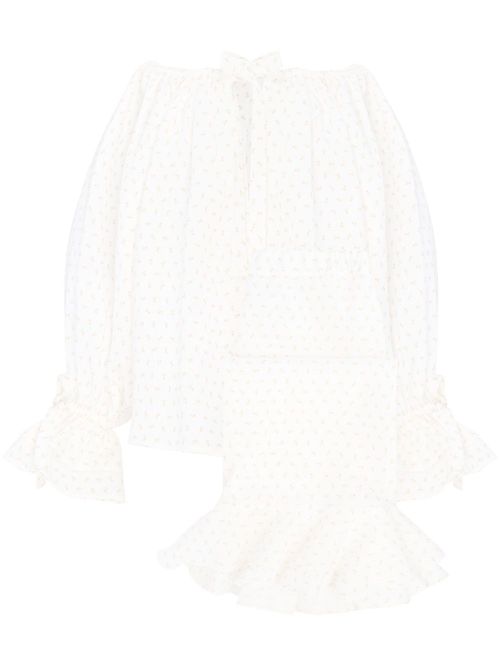 Cha-Cha Garden Rose-print linen lounge set - Neutrals