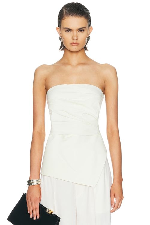 The Sei Long Strapless Top in Cream - Cream. 2 also , 4