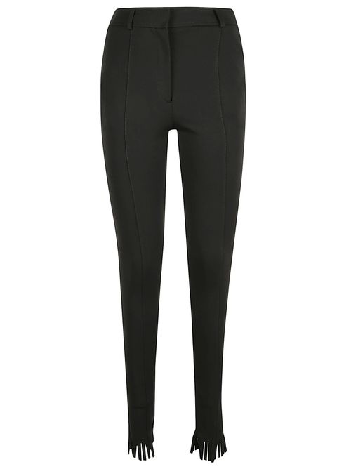 High-waisted fringed-edge leggings - Black