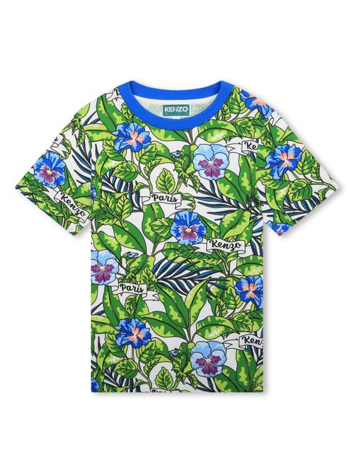 Floral-print cotton T-shirt - Green