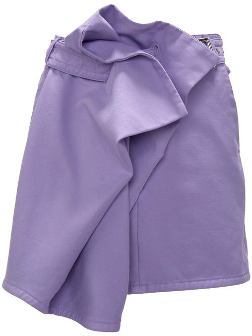 Asymmetric draped cotton mini skirt - Purple