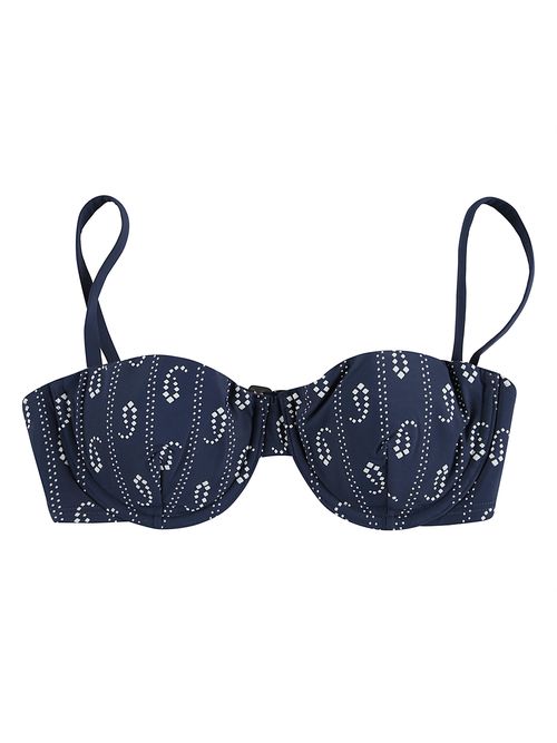 Chic Printed Bikini Top with Sweetheart Neckline