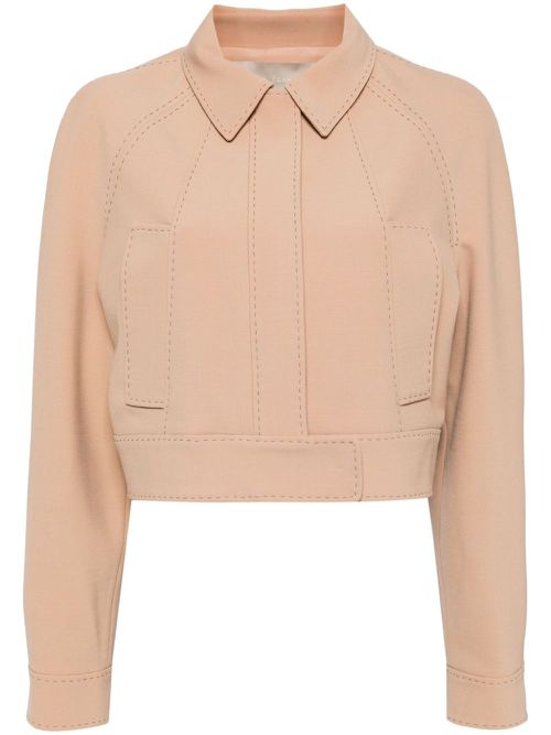 Topstitch cropped jacket - Neutrals