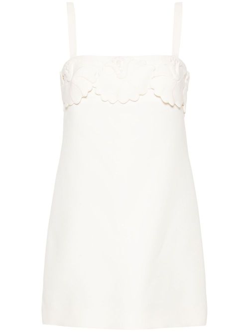 Floral-appliqué crepe mini dress - Neutrals