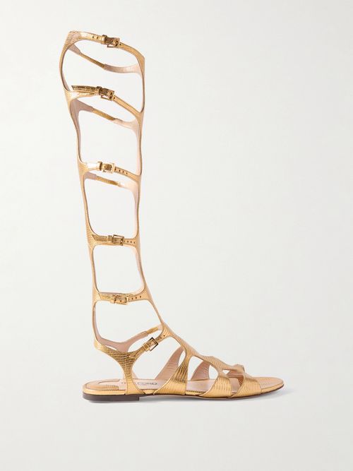 Paradise Metallic Lizard-effect Leather Sandals - IT36