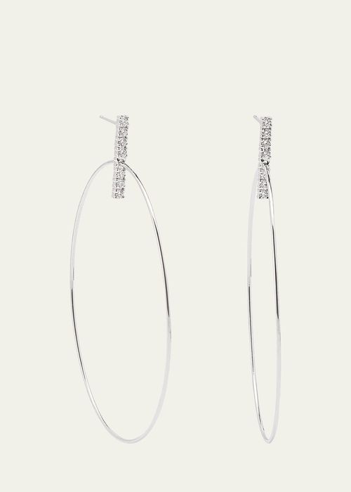 Flawless Diamond Bar Stud Hoop Earrings, 60mm