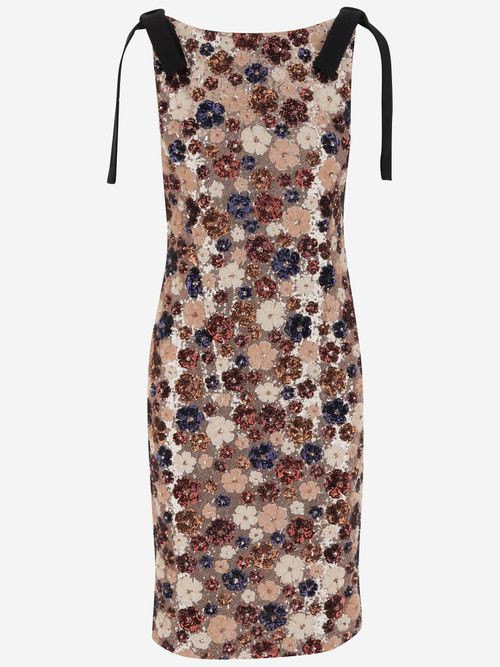 Dress With Floral Paillettes Pattern