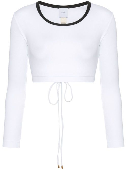 Fine-ribbed cropped top - White