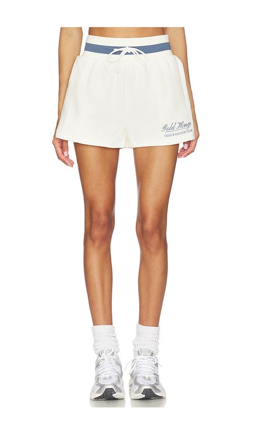 Gold Hinge Country Club Wide Band Sweatshorts in Cream. M. Also in L, S