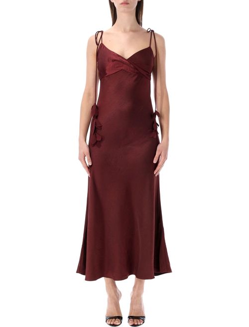 SELF PORTRAIT Satin Flower Midi Dress