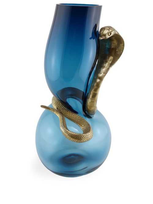 Cobra glass vase (400mm) - Blue