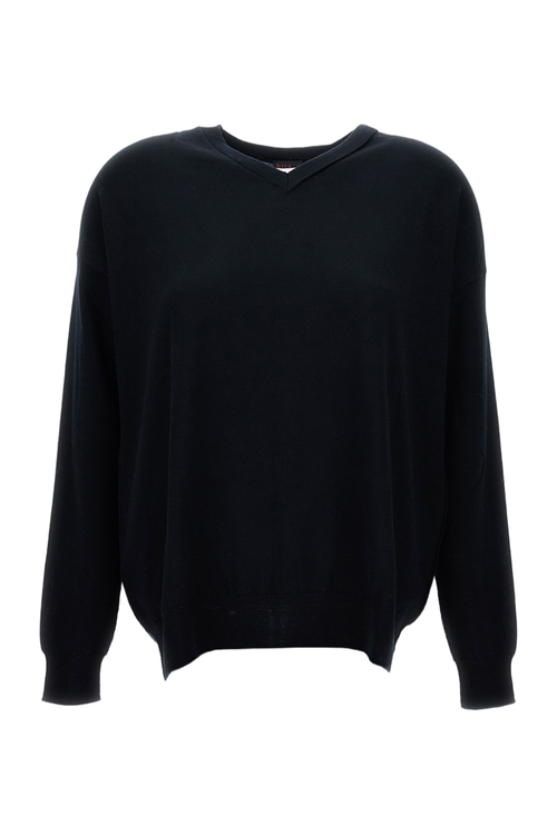 Ribbed V-Neck Sweater With Cropped Silhouette