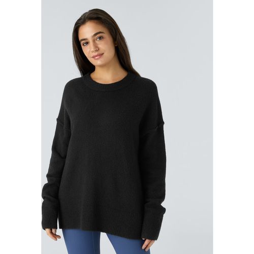 Halara Round Neck Dropped Shoulder Striped Pattern Relax Casual Jumper - Black