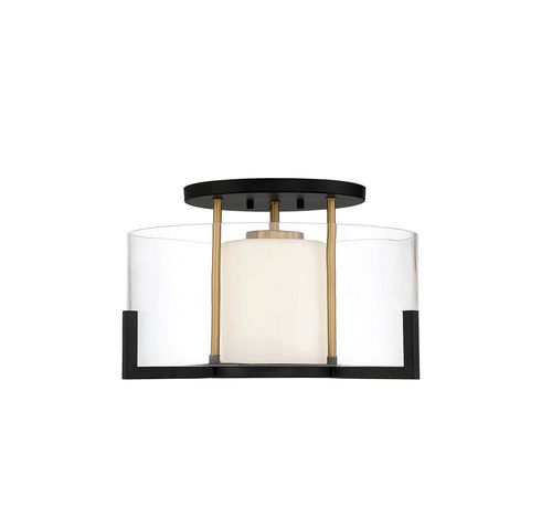 Eaton 1-Light Ceiling Light in Matte Black with Warm Brass Accent