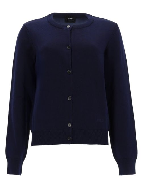 Blue Solid Round Neck Cardigan