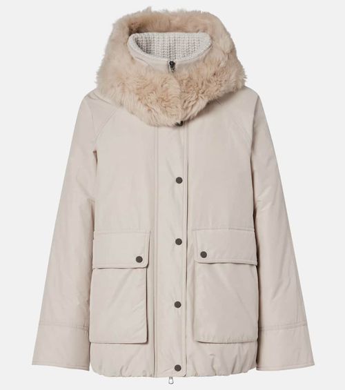 Leather-trimmed down jacket