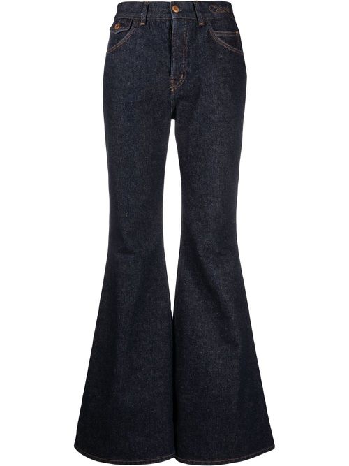 High-waisted flared jeans - Blue
