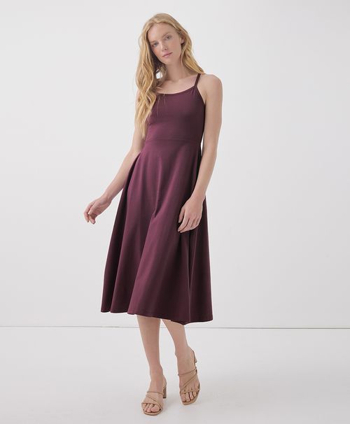 Women's Maroon Fit & Flare Midi Dress H