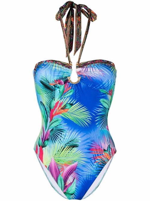 Whats Your Vice-print swimsuit - Blue