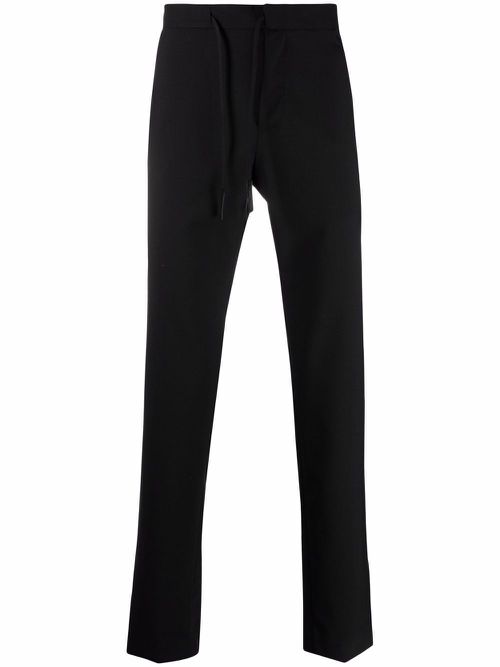 Drawstring waist straight-leg trousers - Black