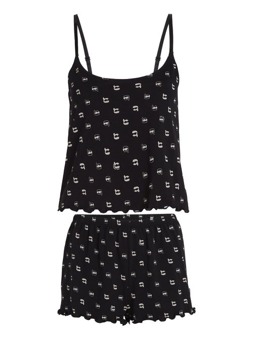 Karl Lagerfeld scalloped-edge pajama set - Black