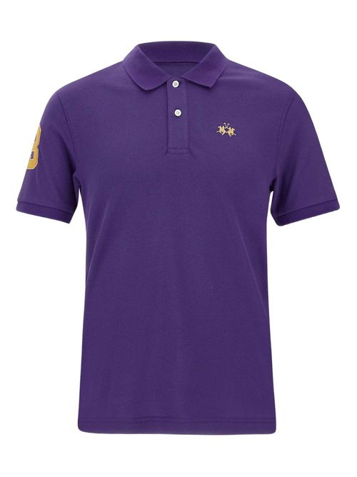 Logo-embroidered polo shirt - Purple
