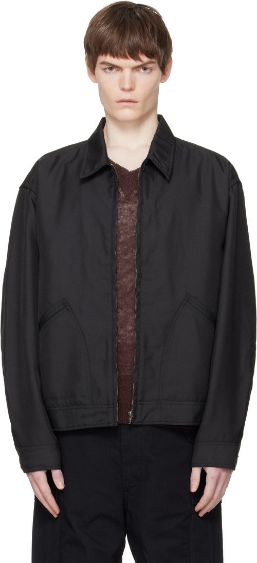 Black Polyester Twill Deck Jacket