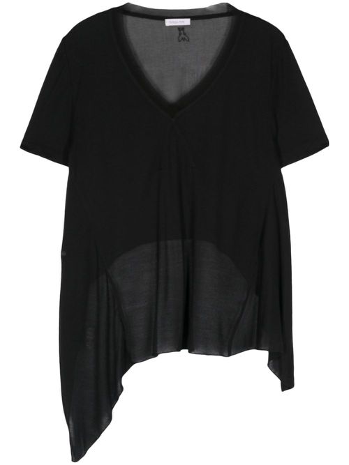 Asymmetric panelled T-shirt - Black
