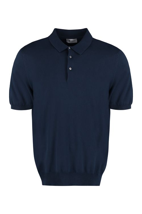 Cotton Knit Polo Shirt — Navy