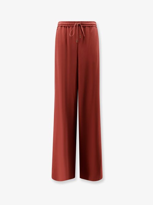 Silk Wide-Leg Trousers — Orange