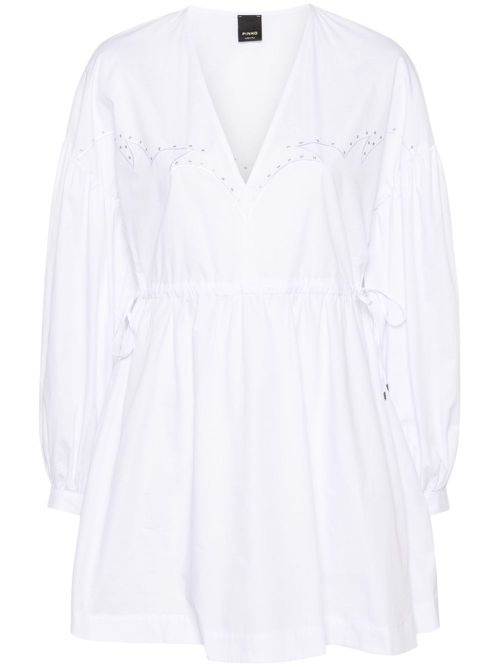 Drawstring-waist mini dress - White