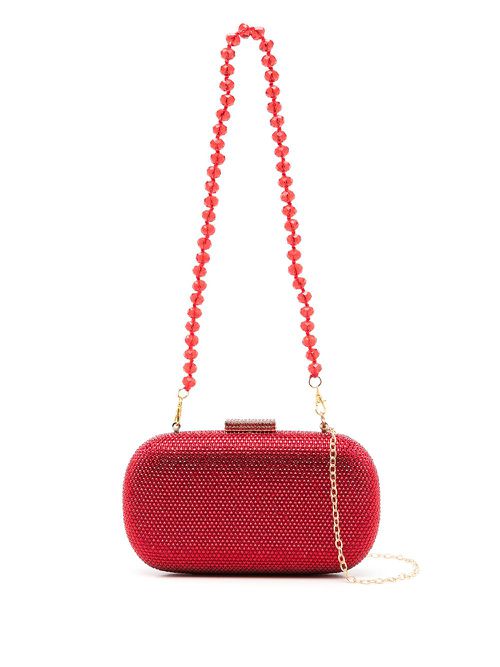 Emma rhinestone-embellished clutch bag - Red
