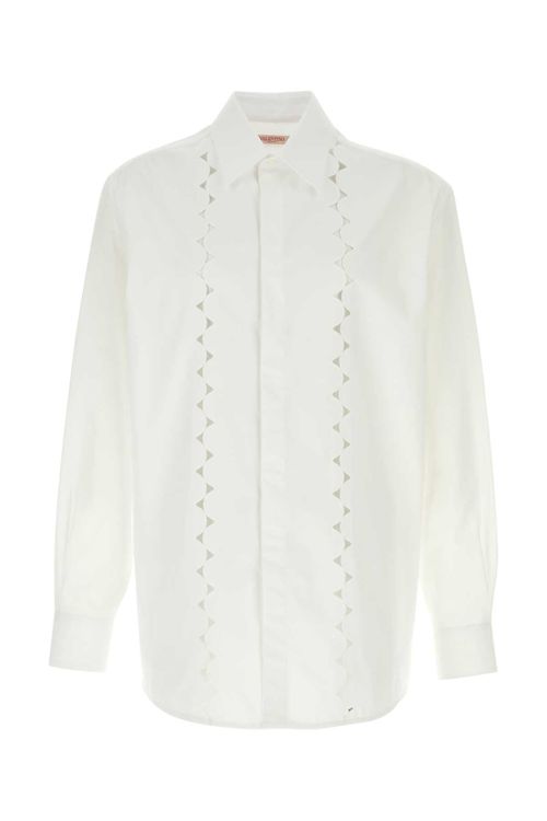 Scallop-Trimmed Cotton Shirt — White