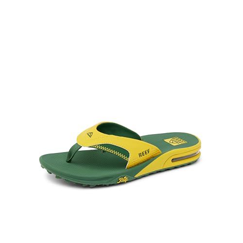 Reef Sandals Men\'s 7 Fanning Pregame Yellow / Green Bottle Opener Flip Flop Reef Yellow Sandals for Men for sale | eBay main image 4