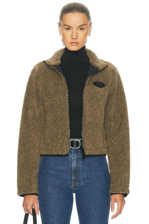Burberry Fleece Jacket in Mire Melange - Olive. XS also in