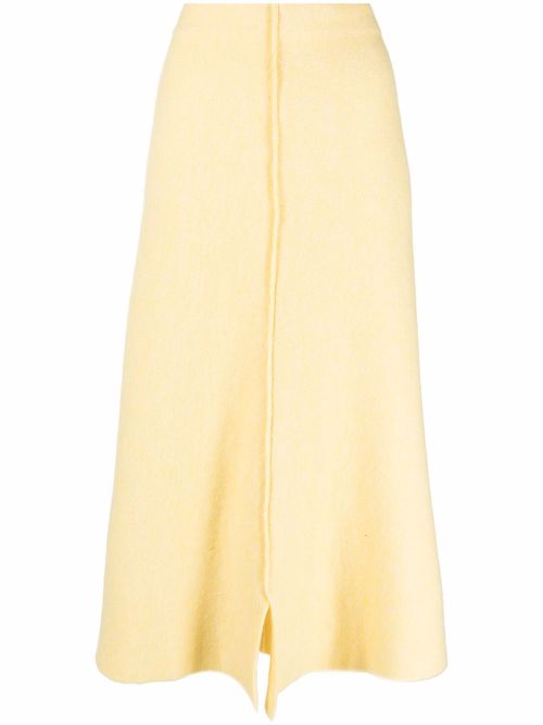 Central pleat A-line skirt - Yellow