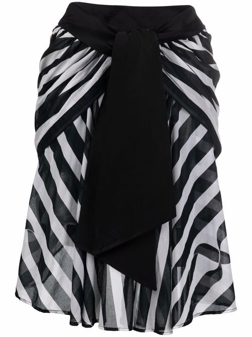 1988 asymmetric stripe-print skirt - Black