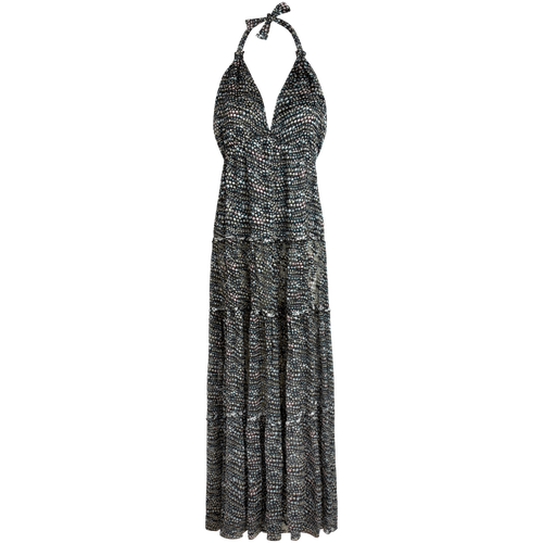 Women Silk And Viscose Long Backless Dress Pearl - Dress - Luna - Black