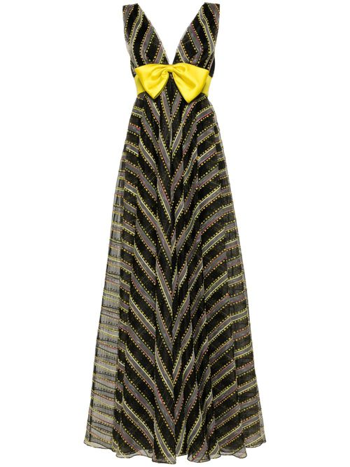 Striped sleeveless gown - Yellow