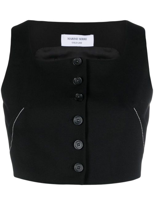 Cropped tailoring bustier - Black