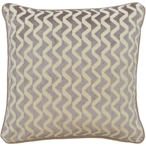 Hudson Taupe, Sustainable Feather, Cushion, 55cm x 55cm - Andrew Martin Velvet Geometric
