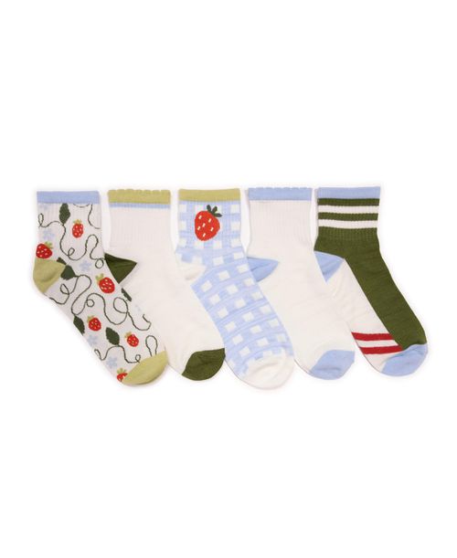 Women's Quarter Crew Novelty Socks, 5 Pair Pack - Multi 3